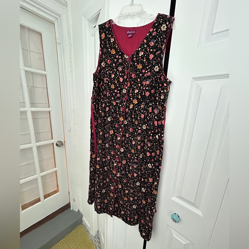 April Cornell Black and Pink Floral Maxi Dress